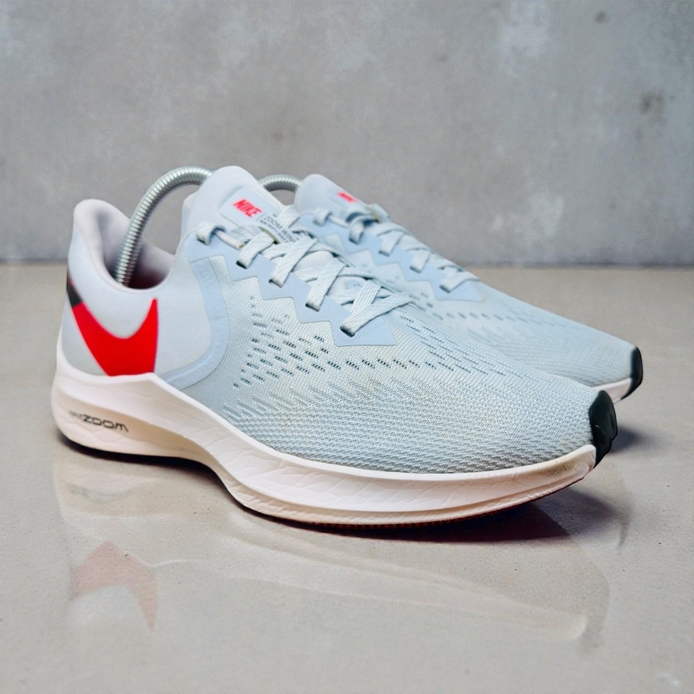 Nike Air Zoom Winflo 36 Women Size 9 Light Blue Red Running Shoes AQ8228-401